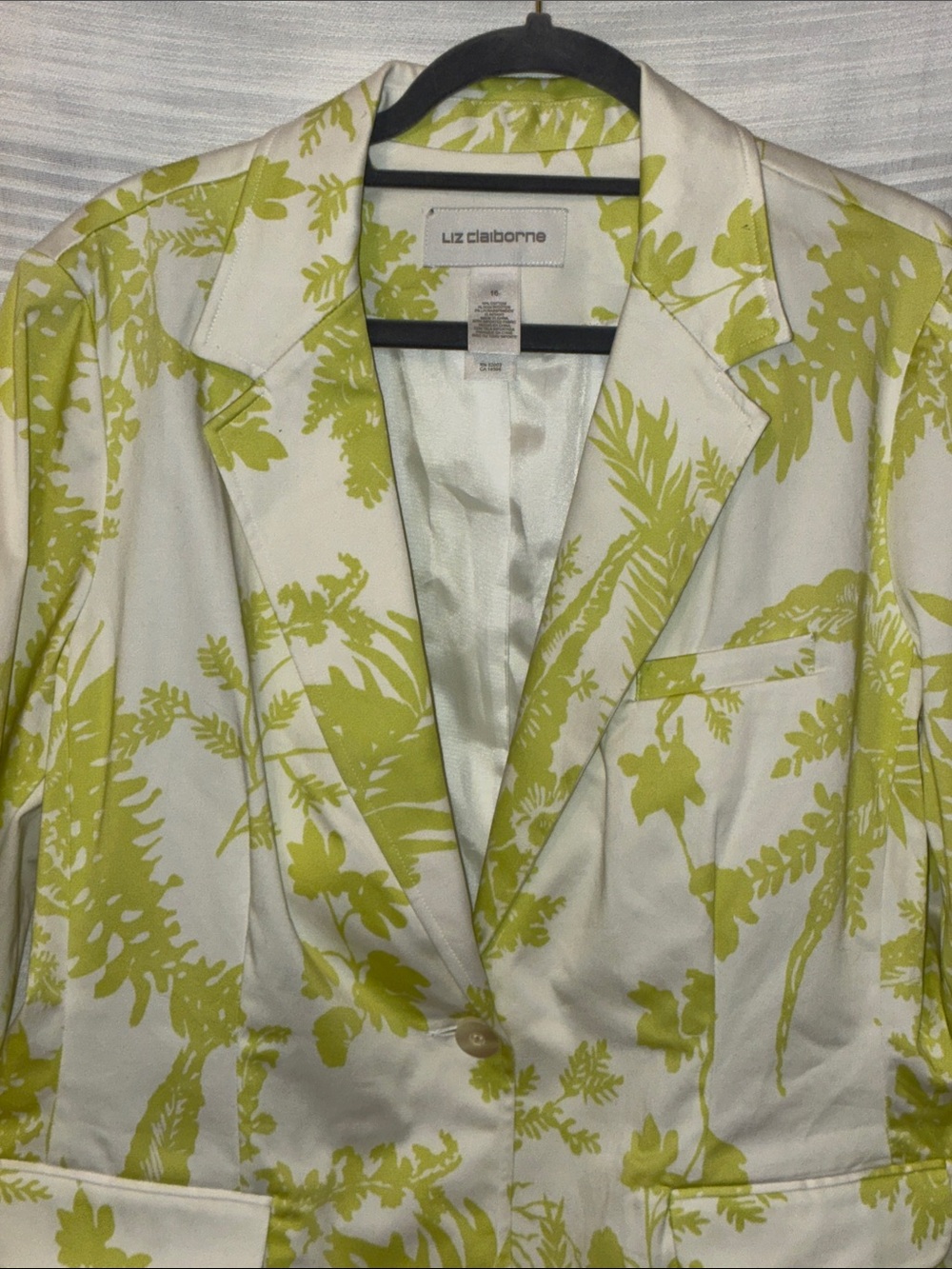 Liz Claiborne, Women’s 16, Lime Green and White Floral Blazer, NWT